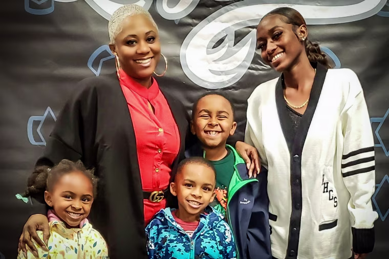 Phoenix Richardson with her children. 