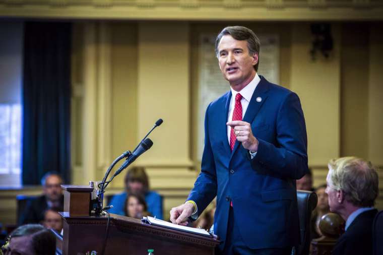 Virginia Gov. Glenn Youngkin delivers his State of the Commonwealth address to a joint session of the Virginia legislature in the House chamber in Richmond, Va., on Jan. 11, 2023.