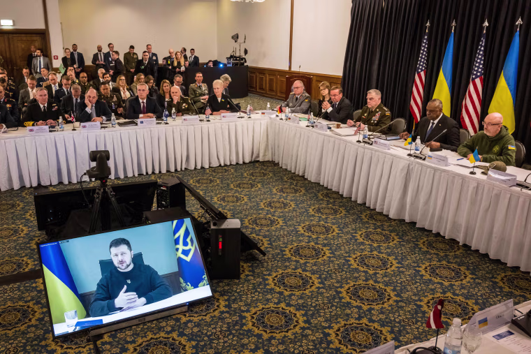 The group, which coordinates international military support for Ukraine, is meeting as the first nations are beginning to promise the delivery of western main battle tanks to Ukraine. 