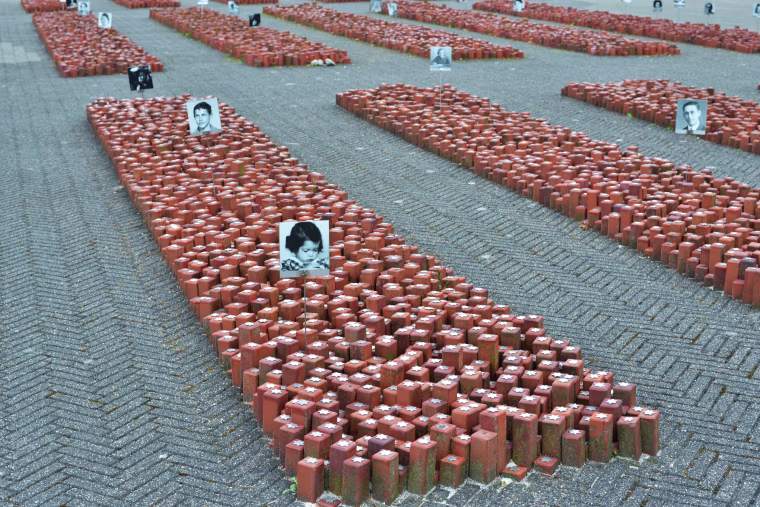 A memorial at the Westerbork transit camp in the Netherlands, where Dutch Jews were kept before they were sent to concentration camps. 