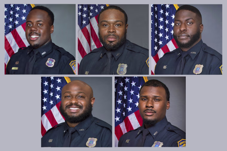 Five Memphis police officers were fired in connection with a traffic stop that led to the death of Tyre Nichols. Clockwise from top left: Tadarrius Bean, Demetrius Haley, Emmitt Martin III, Justin Smith and Desmond Mills Jr.