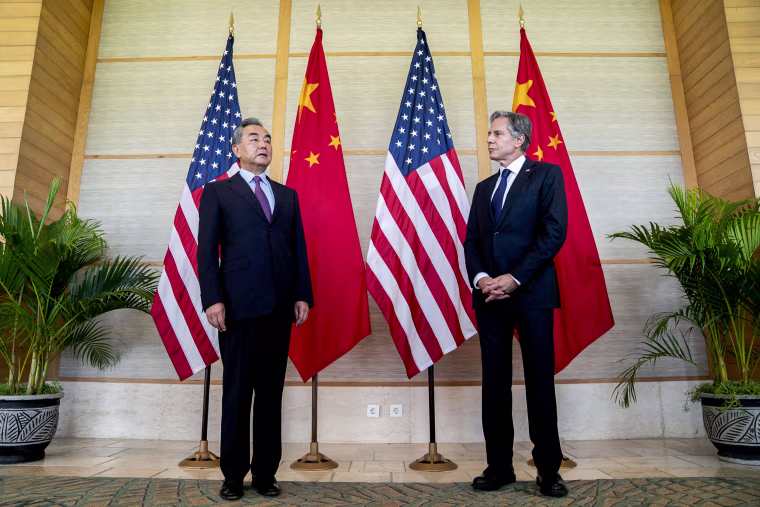 Secretary of State Antony Blinken and China's Foreign Minister Wang Yi in Bali, Indonesia, on July 9, 2022.