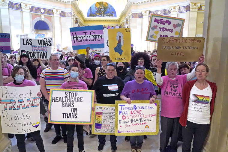 Trans-rights activists protest at the state Capitol in Oklahoma City