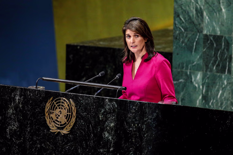 U.S. Ambassador to the United Nations Nikki Haley makes a speech during the United Nations General Assembly 30th plenary meeting at the United Nations Headquarters in New York on Nov. 1, 2018.