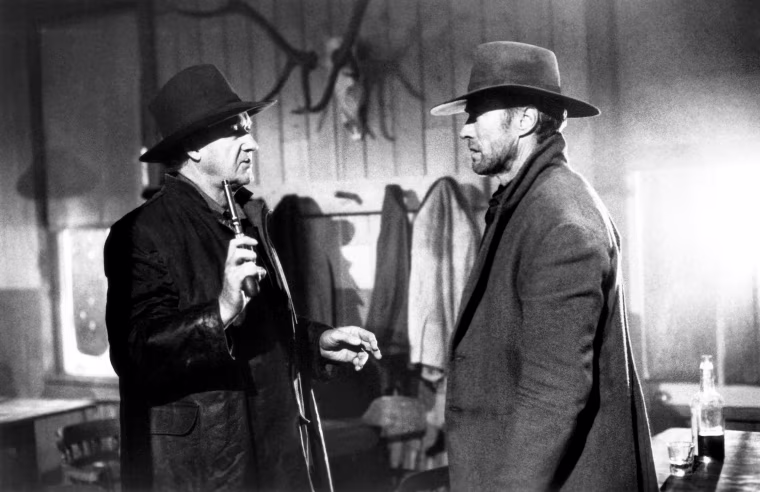 Gene Hackman and Clint Eastwood in \"Unforgiven\" in 1992.