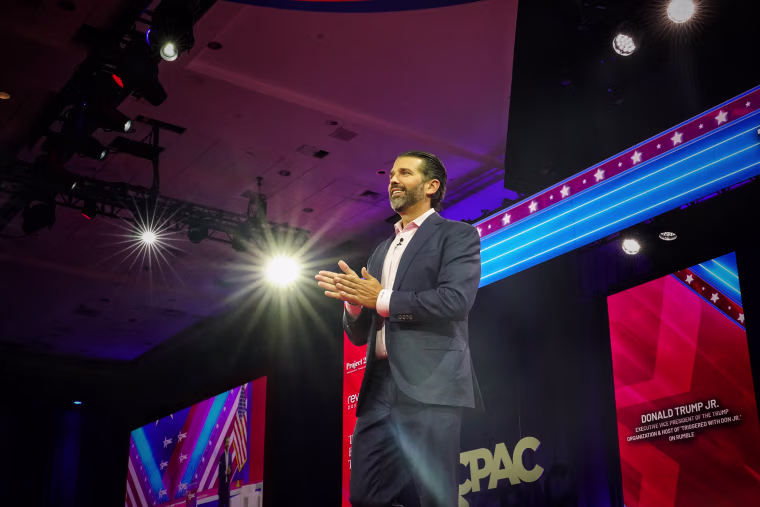 Donald Trump Jr. speaks at CPAC in Fort Washington, Md., on March 3, 2023.