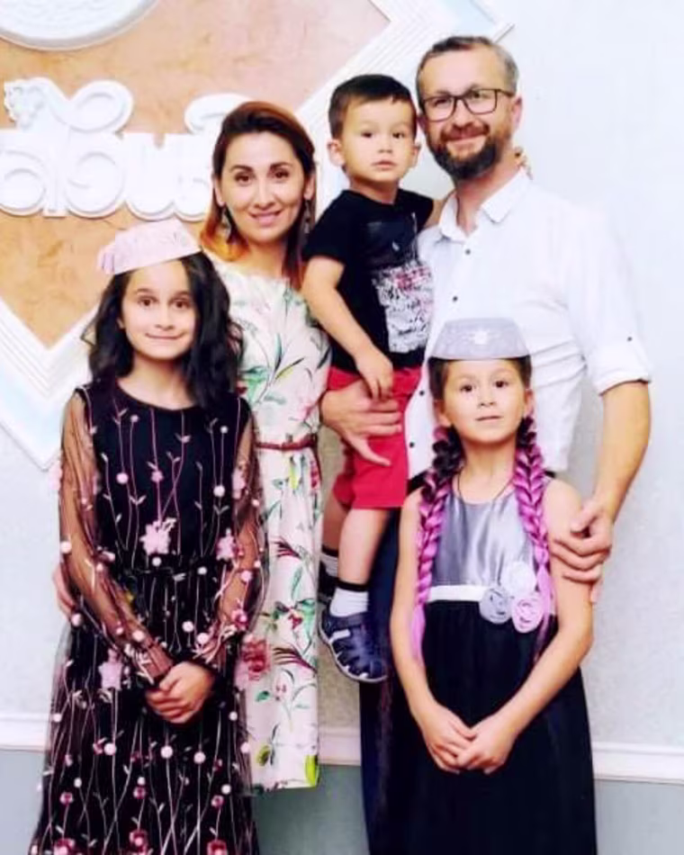 Nariman Dzhelyal, with his wife, Leviza, and three of their children.