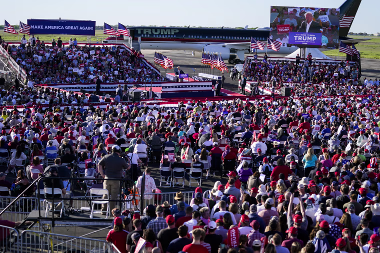 Former President Donald Trump holds a rally in Waco, Texas, on March 25, 2023.