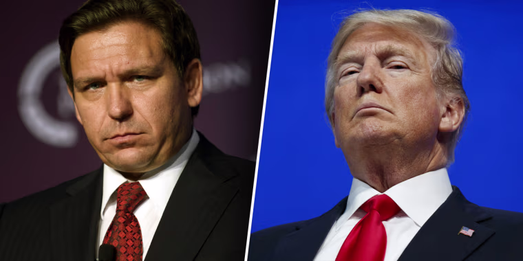 Florida Gov. Ron DeSantis and former President Donald Trump.