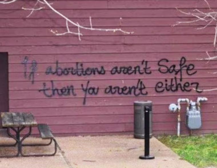 The graffiti at Wisconsin Family Action.
