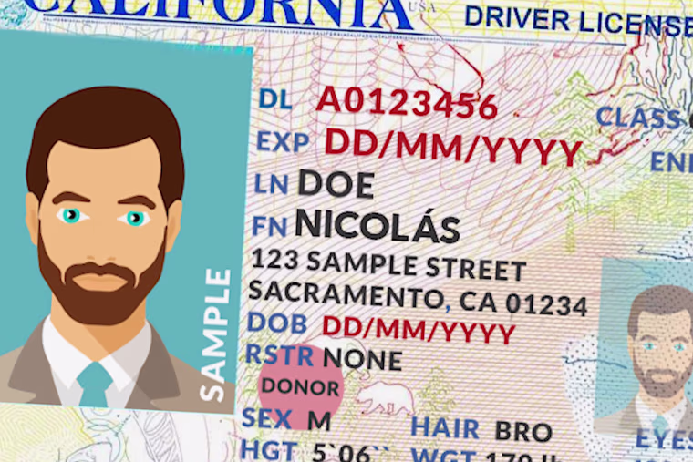 Proponents of Assembly Bill 77 want to be able to have accents on their names in government documents; if it passes a California driver's license could look like this.