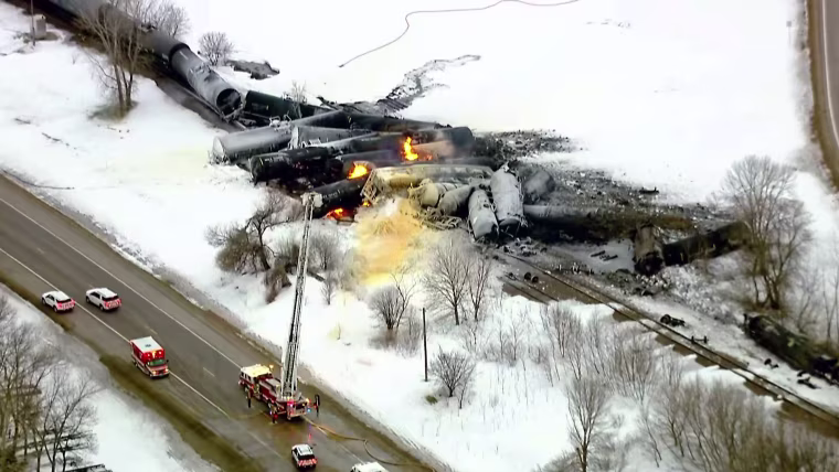 Derailed train cars carrying ethanol erupted in flames in Raymon, Minn.