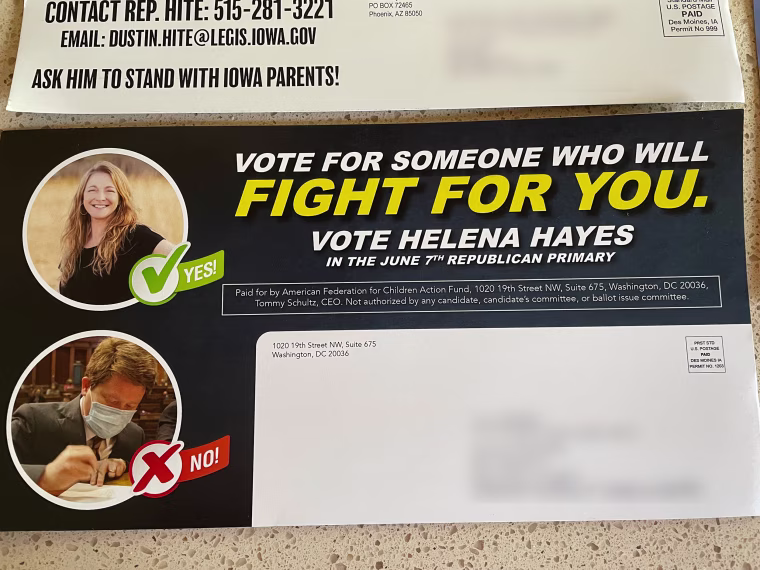 The mailers also promoted GOP candidates who supported offering funding for private schools.