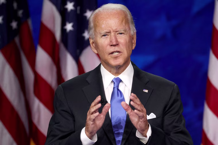 Democratic presidential nominee Joe Biden delivers his acceptance speech on the fourth night of the Democratic National Convention from the Chase Center on August 20, 2020 in Wilmington, Delaware. The convention, which was once expected to draw 50,000 people to Milwaukee, Wisconsin, is now taking place virtually due to the coronavirus pandemic.