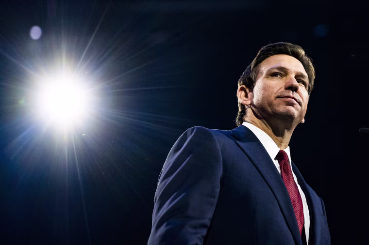 Florida Gov. Ron DeSantis speaks during a convocation at Liberty University's Vines Center in Lynchburg, Va., on April 14, 2023.