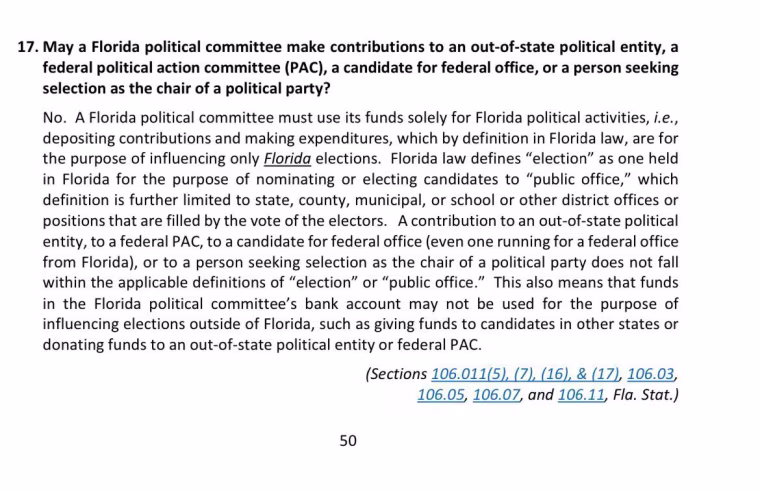 The 2022 version of the Florida Division of Elections Political Committee Handbook.