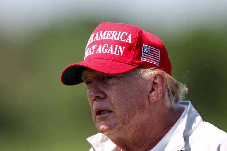 Former President Donald Trump at the LIV Golf Invitational at Trump National Golf Club in Sterling, Va., on May 25, 2023.