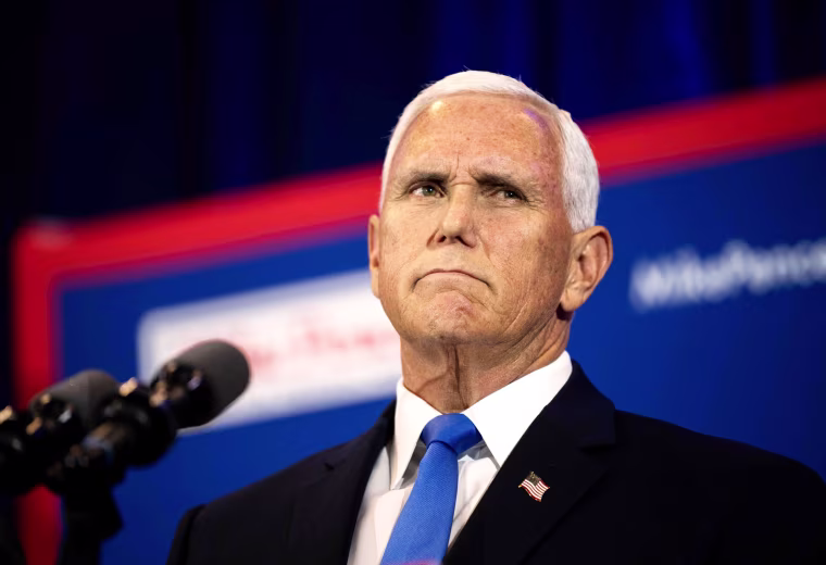 Former Vice President Mike Pence speaks during his campaign launch event in Ankeny, Iowa