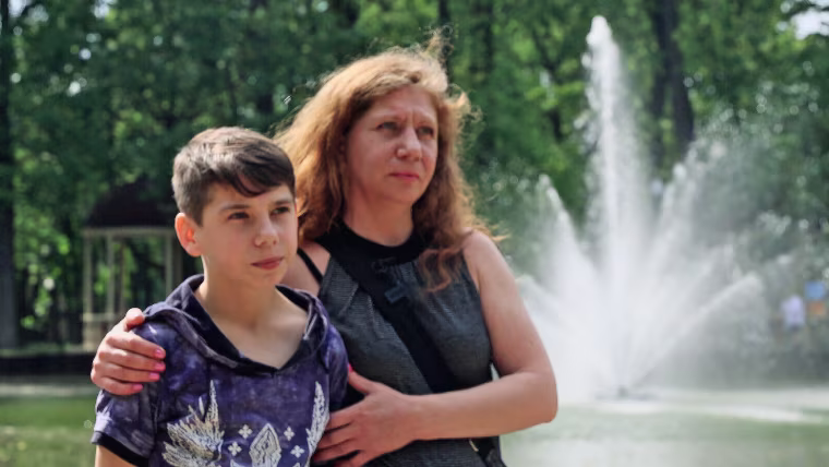 Oksana Stetsenko with her son Nikita.