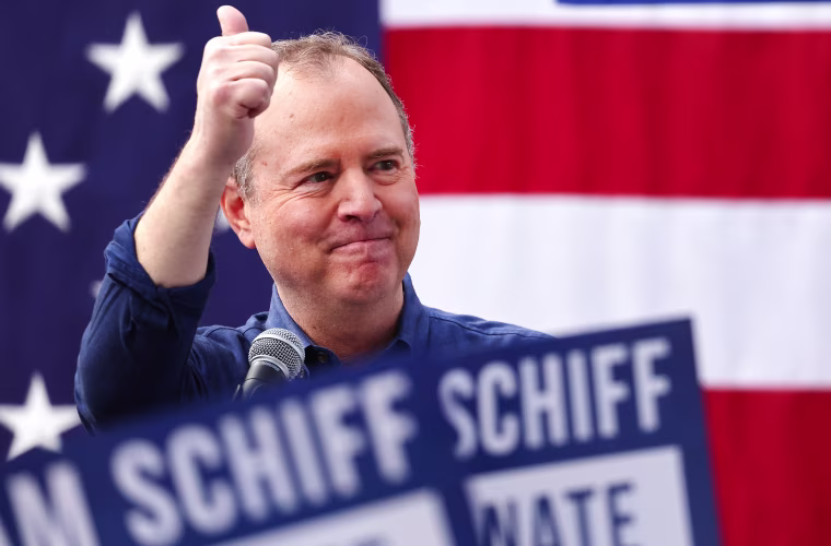 Adam Schiff at the kickoff rally for his two-week ‘California for All Tour’ in Burbank, Calif.