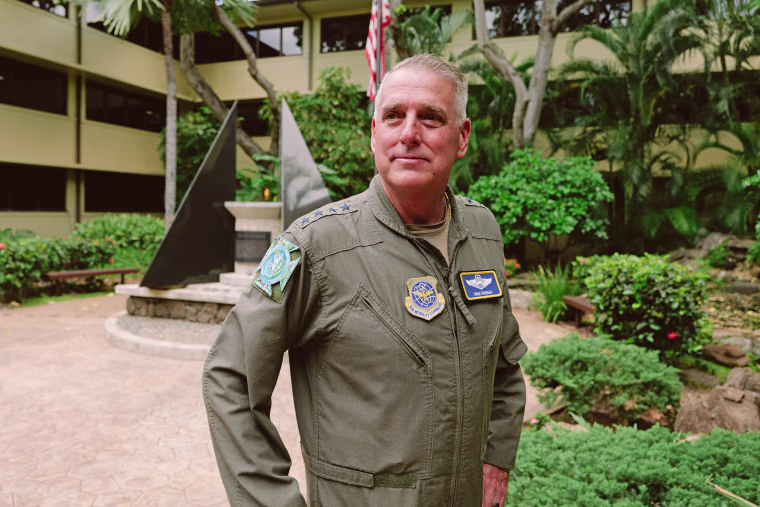 General Mike Minihan at Hickam Air Force base in Honolulu, on July 9, 2023.