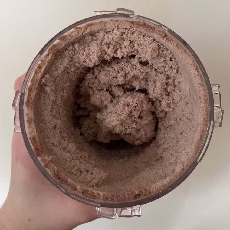 After the first run through the Creami, don’t be surprised if you find a crumbly, powdery, chalky mixture that does not resemble ice cream, our editors say. You’ll likely need to respin it to further whip the mixture.