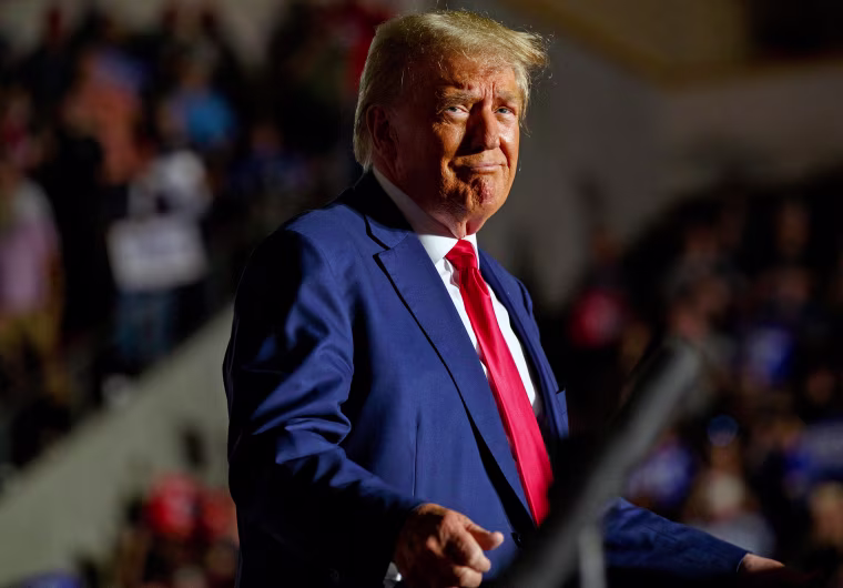 Donald Trump at a rally in Erie, Pa., on July 29, 2023.