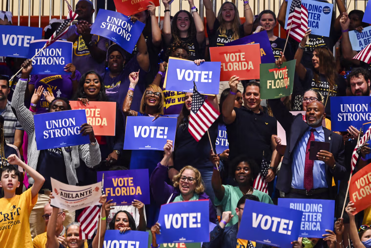 Attendees at a DNC rally in Miami Gardens, Fla., on Nov. 1, 2022.
