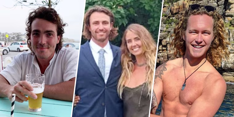Rescued Australian surfers Will Teagle, Elliot Foote, Stephanie Weisse and Jordan Short. 