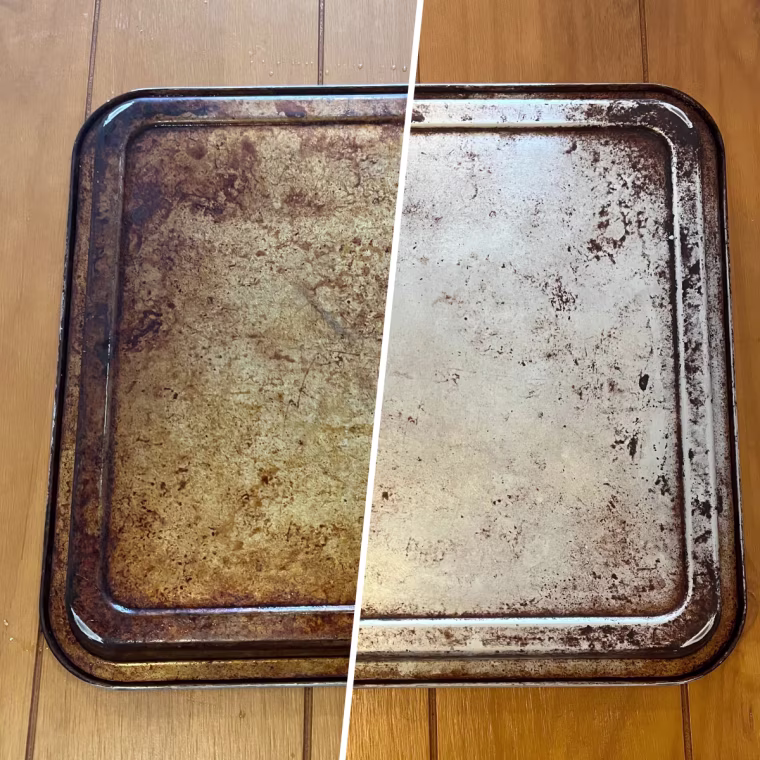 Bar Keepers Friend Powder Cleanser on pan