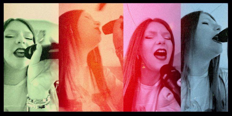 4 side-by-side images of TikTik performer Chelsea Biehl