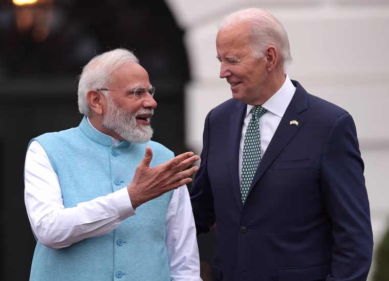 President Joe Biden and Indian Prime Minister Narendra Modi during an arrival ceremony at the White House on June 22, 2023.