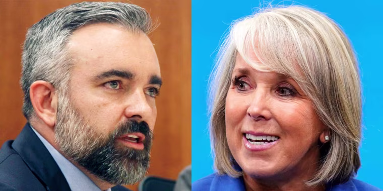 New Mexico Attorney General Raúl Torrez, New Mexico Gov. Michelle Lujan.