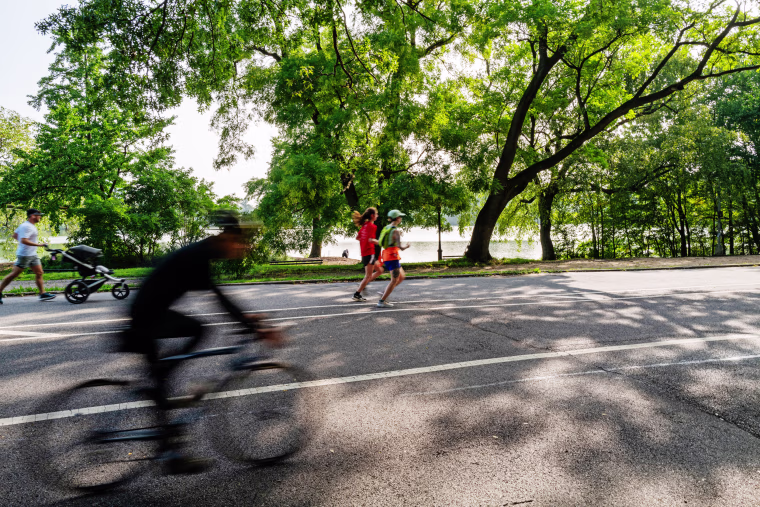 After experiencing a week of frequent rains, New Yorkers take advantage of sunny, warm weather in Brooklyn's Prospect Park on Oct. 1, 2023.
