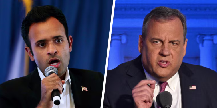 Vivek Ramaswamy and Former Gov. Chris Christie.