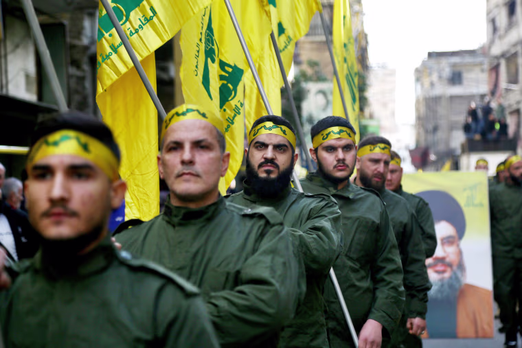Hezbollah fighters funeral procession in Lebanon