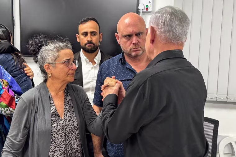 Israeli Prime Minister Benjamin Netanyahu meets with families of hostages held by Hamas.