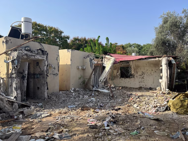 The bulldozed home at kibbutz Re'im.