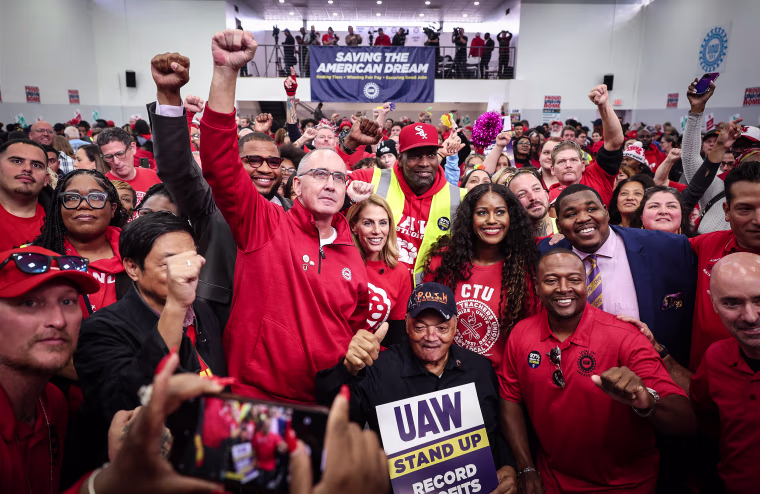 United Auto Workers President Shawn Fain after a rally for striking workers