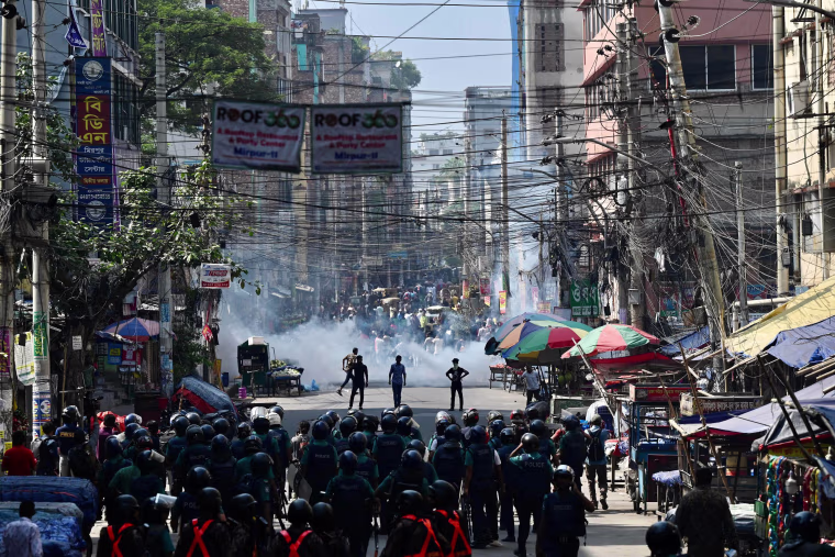 Bangladeshi garment workers protest to demand the increase of their salaries, in Dhaka on Nov. 2, 2023. 