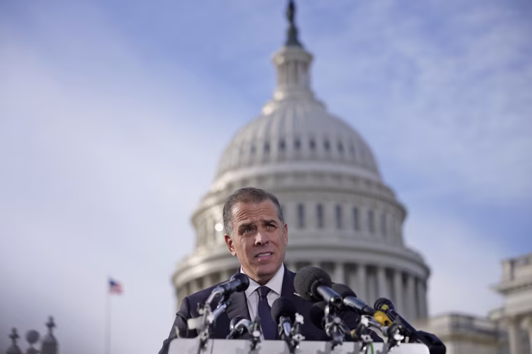 Hunter Biden speaks at the Capitol on Dec. 13, 2023.