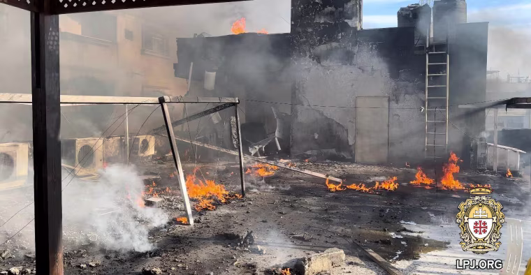 Destruction at the Latin convent of Gaza.