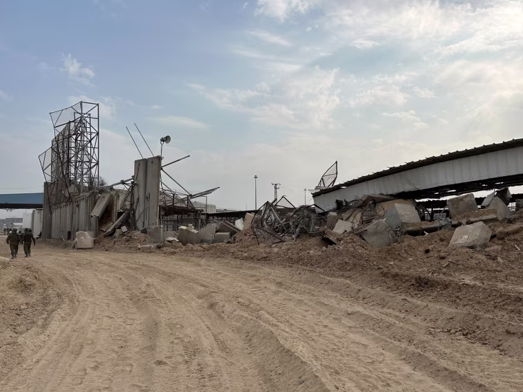 Part of the destroyed Erez border crossing with Gaza.