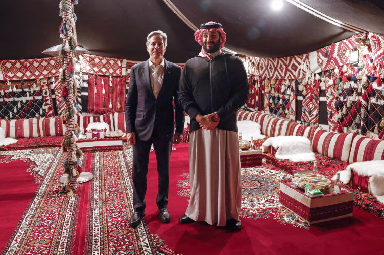 Antony Blinken and Mohammed bin Salman in Saudi Arabia