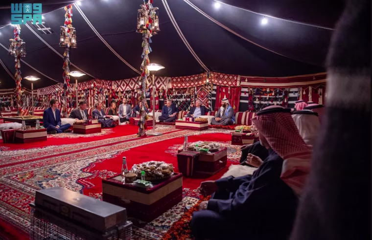 Jeffrey Talpins, third from left, addressing Saudi Crown Prince Mohammed bin Salman, Sen. Lindsey Graham and the U.S. ambassador to Saudi Arabia, Michael Ratney.