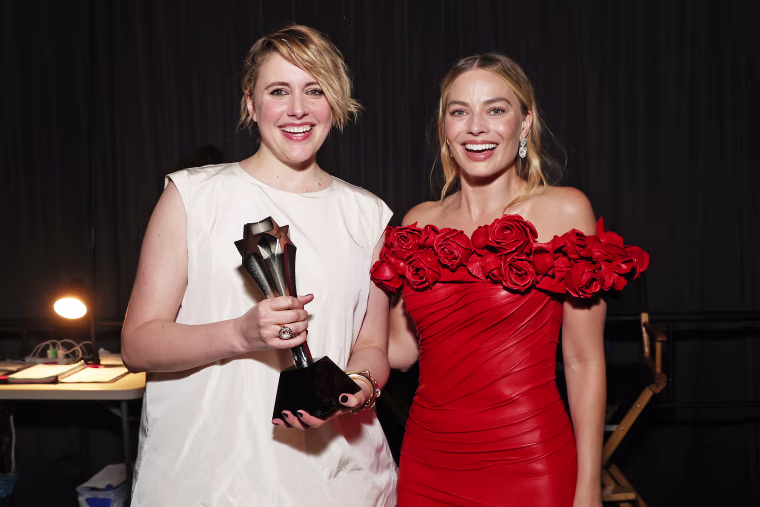 Greta Gerwig, left, and Margot Robbie during the 29th Annual Critics Choice Awards in Santa Monica, Calif.