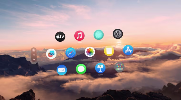 Apple Vision Pro home screen. Here I’m on top of a mountain in Hawaii.