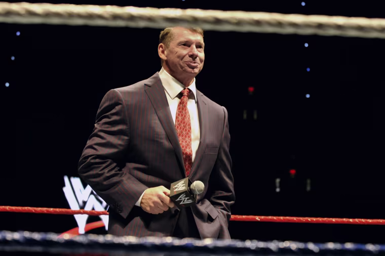 Vince McMahon speaks to an audience during a WWE fan appreciation event in Hartford, Conn. on Oct. 30, 2010. 