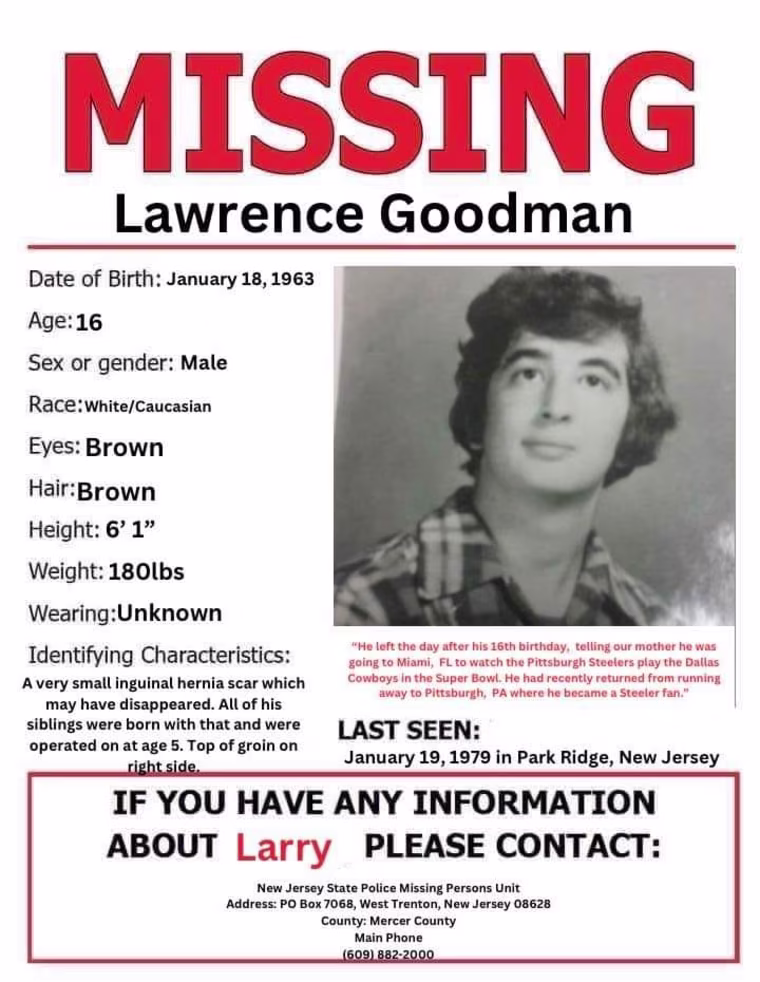 Lawrence Goodman Missing Poster