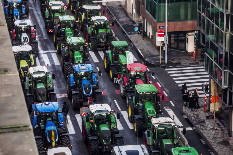 Farmer protest in Belgium on Feb. 1, 2024.